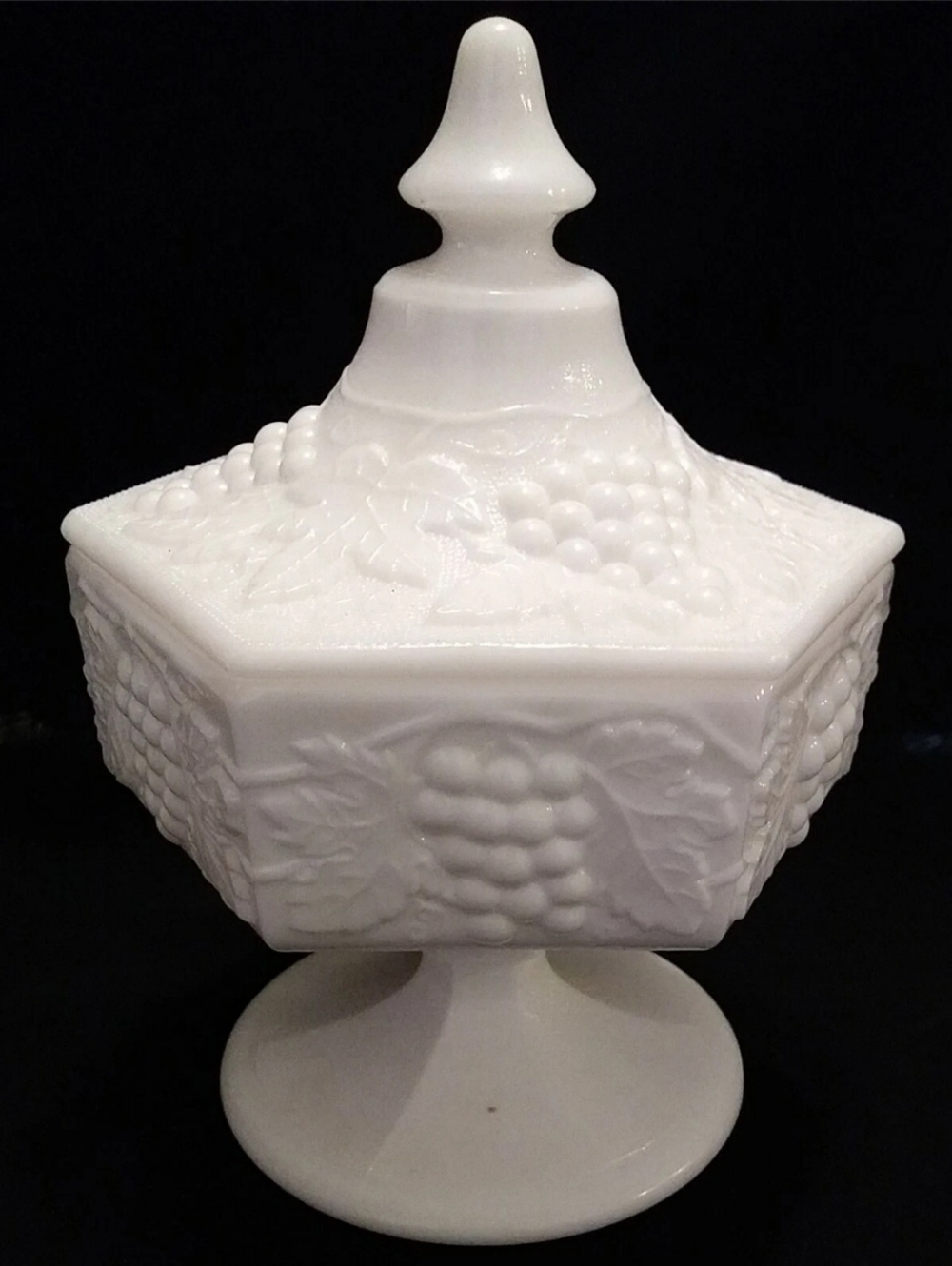 Vintage IMPERIAL GLASS- White Milk Glass Covered Footed Dish